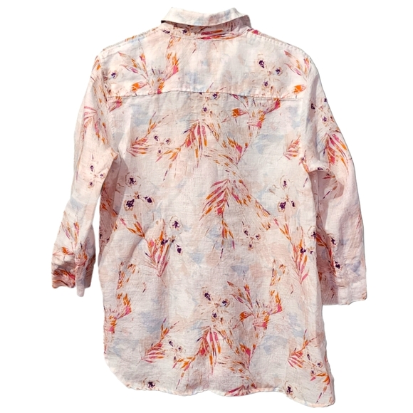 Brax Feel Good Vicki Floral Linen Polo 3/4 Sleeve Shirt - Picture 4 of 11